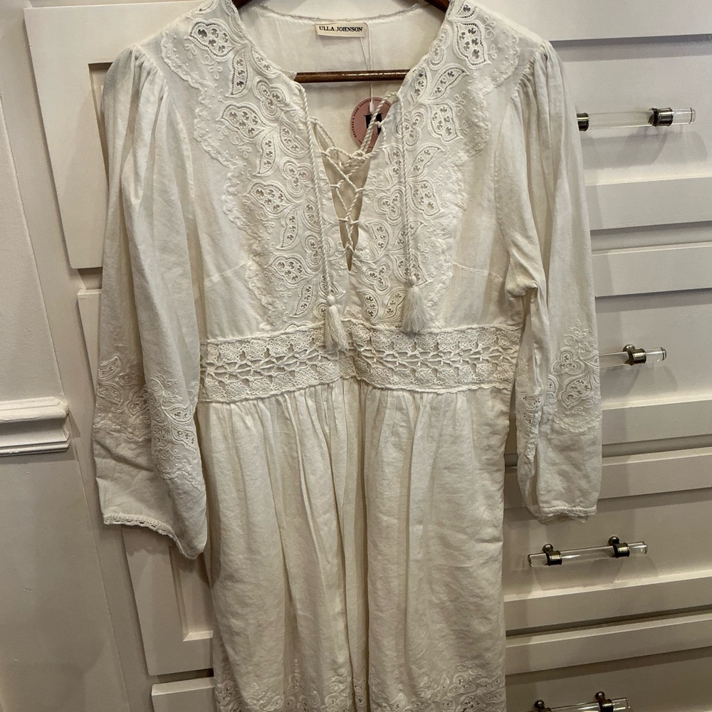 Ulla Johnson White Lace-Up Embroidered dress - Picture 4 of 11